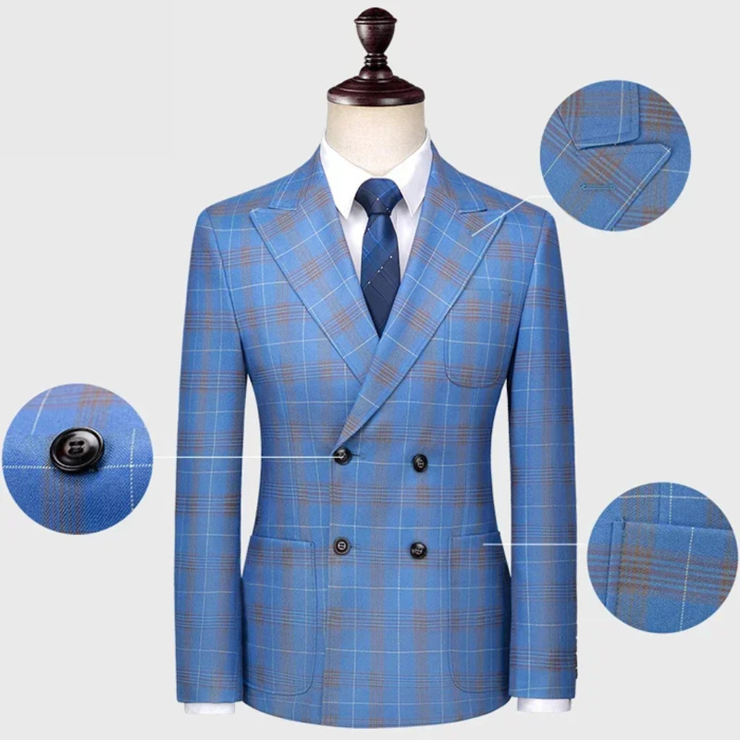 Completo Blu a Quadri 3 Pezzi Uomo