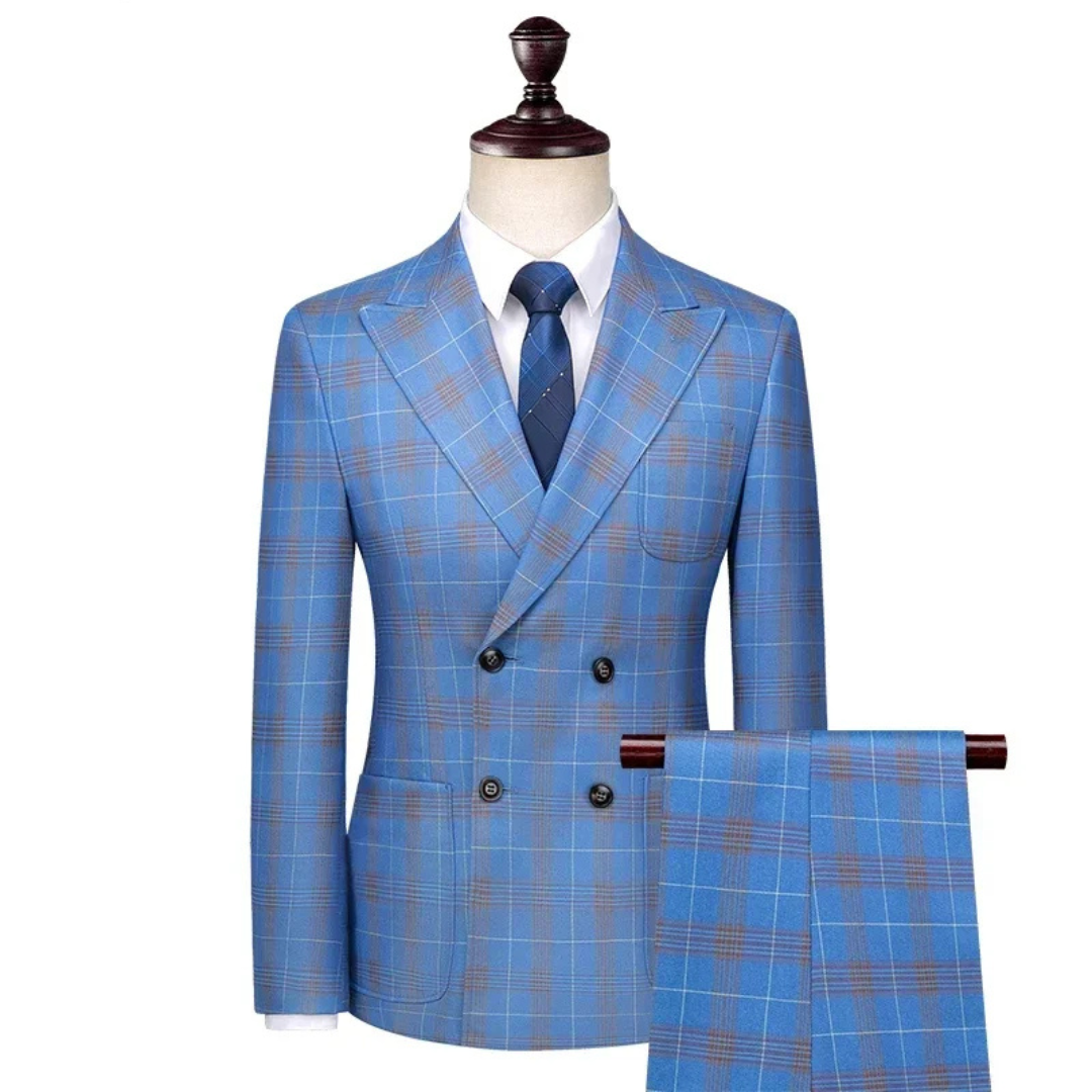 Completo Blu a Quadri 3 Pezzi Uomo
