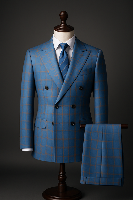 Completo Blu a Quadri 3 Pezzi Uomo