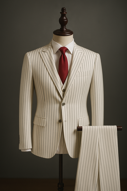 Completo a Righe Uomo 3 Pezzi Slim Fit