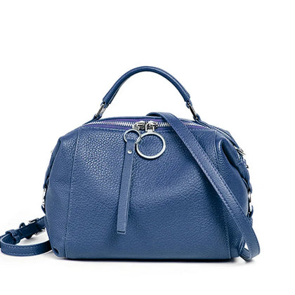 Boston Bag in Genuine Leather — Blue
