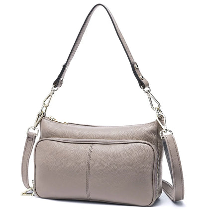 Bolso de hombro de cuero genuino — Beige