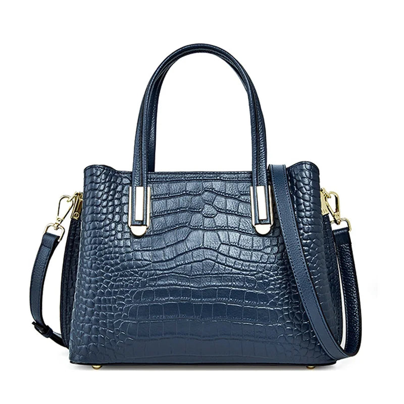 Borsa in Pelle con Effetto Coccodrillo