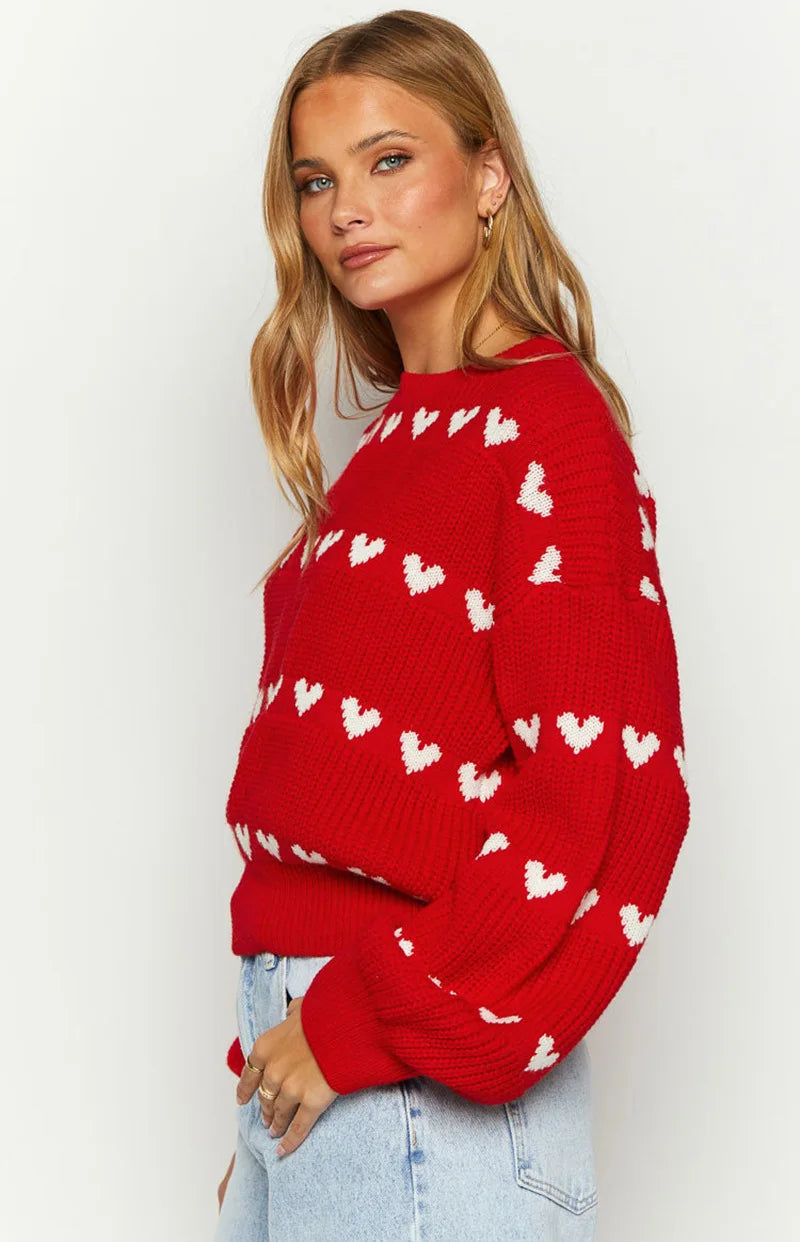 Maglione Sweet Love con Motivo a Cuore