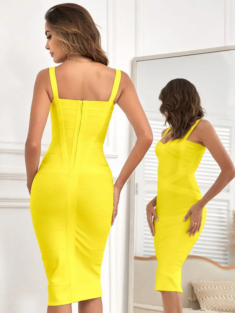 Abito Midi a Fascia Sexy con Spalline