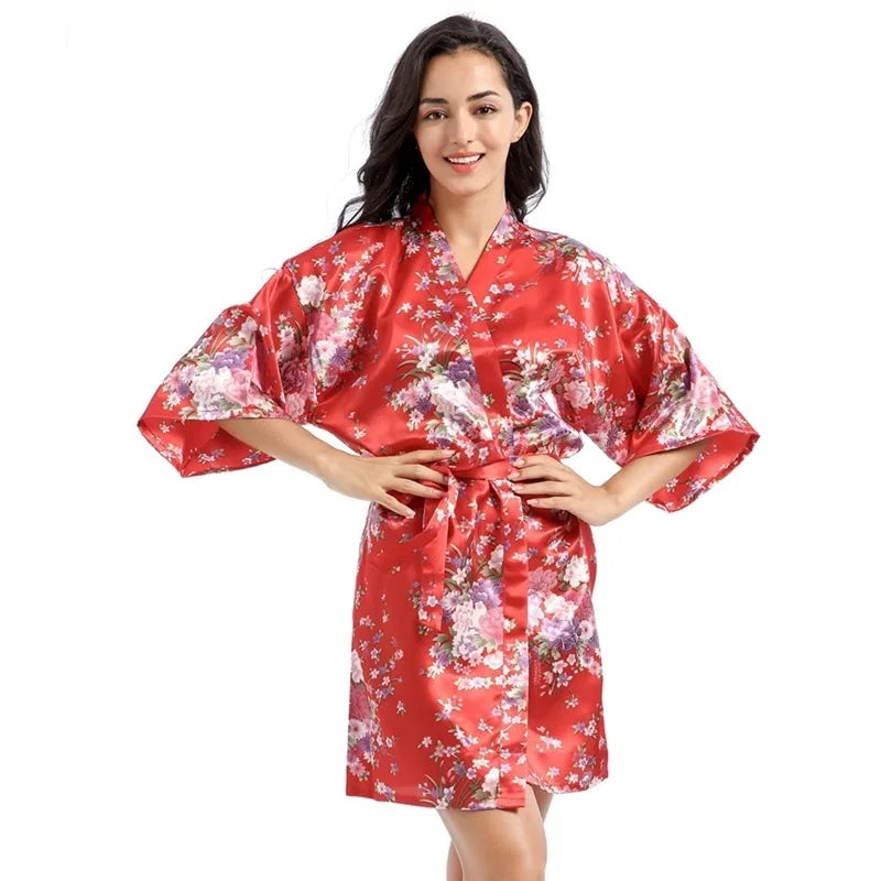Kimono in Raso con Fiori
