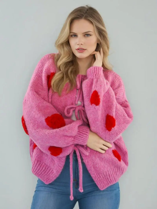 Cardigan con Ricamo Ciliegie