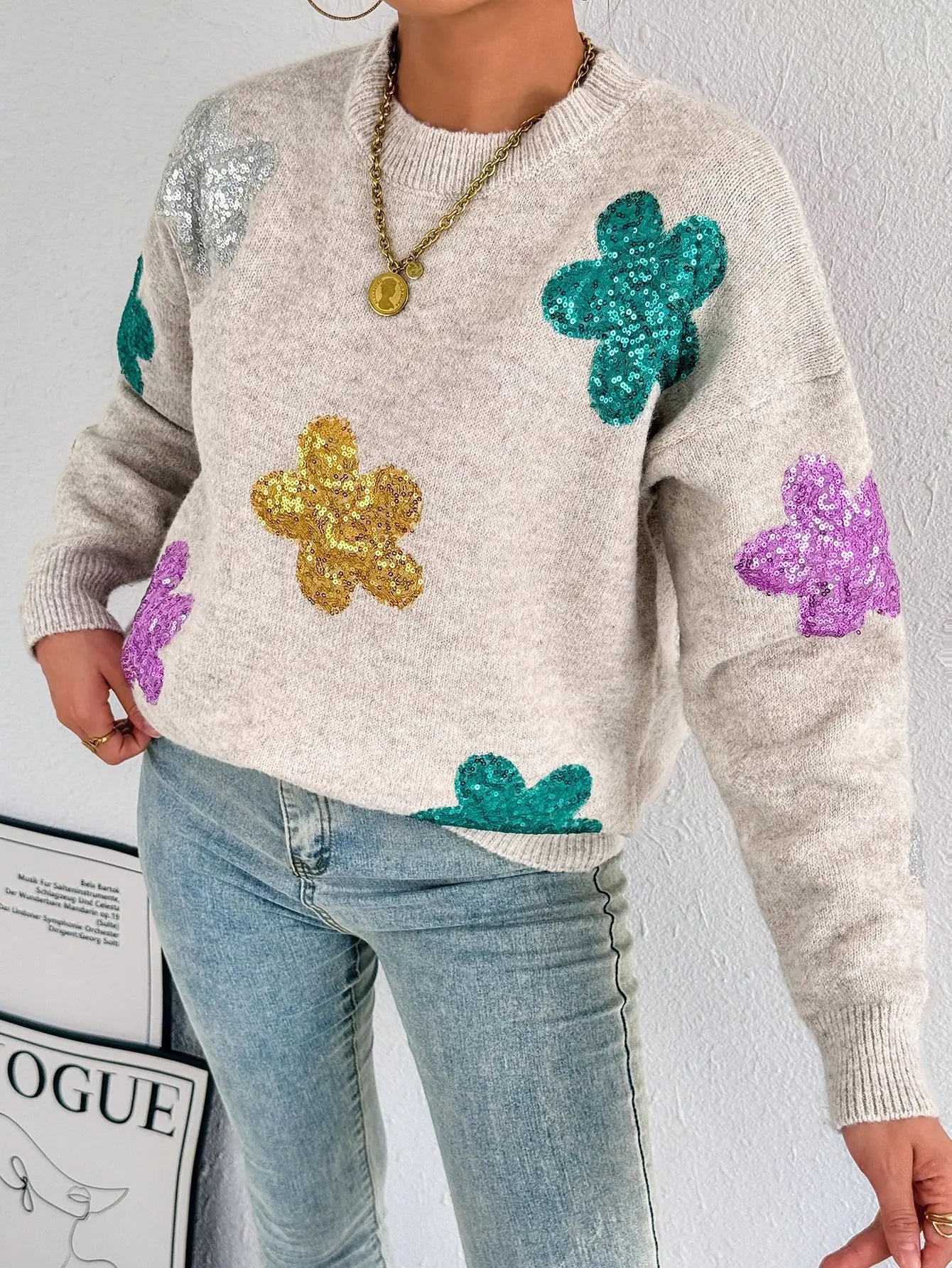 Maglione Dettagli Floreali
