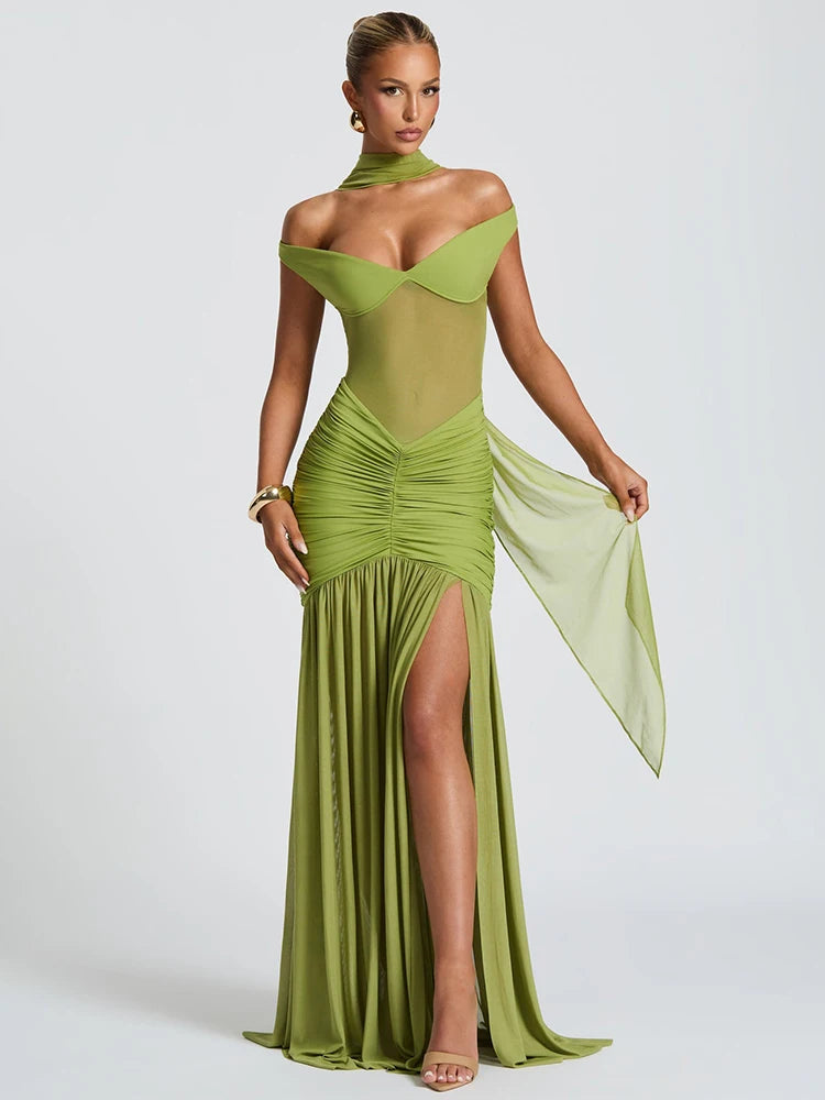 Maxi Dress Schiena Scoperta con Spacco