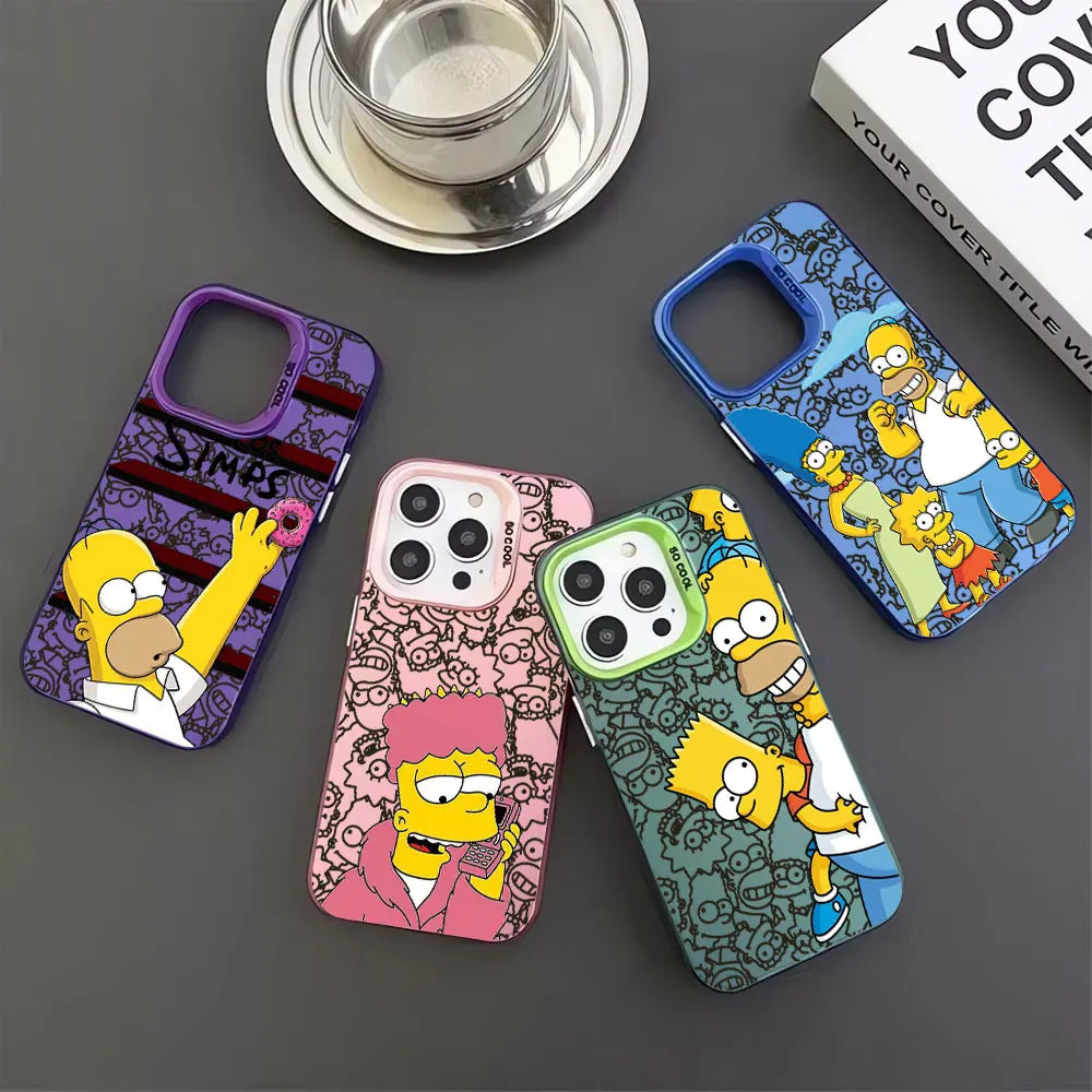 Funda para iPhone 16 con diseño de dibujos animados de Los Simpson