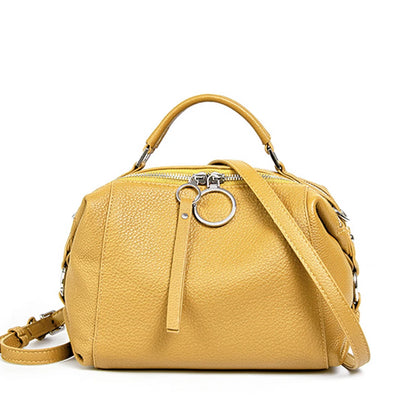 Bolso Boston en Piel Verdadera — Amarillo