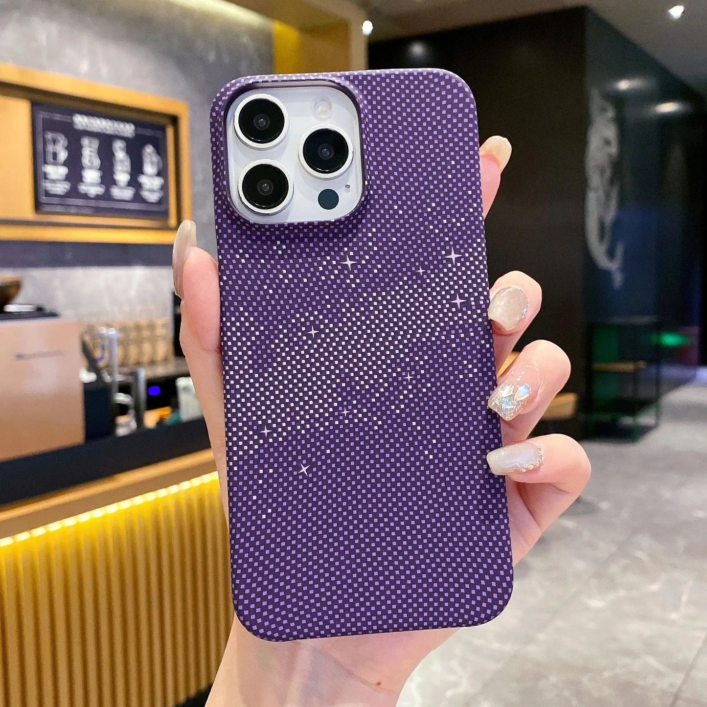 Custodia Protettiva con Design Cielo Stellato e Pattern Kevlar Iphone 12