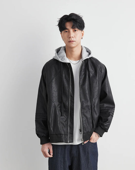 Giacca Uomo in Ecopelle con Cappuccio