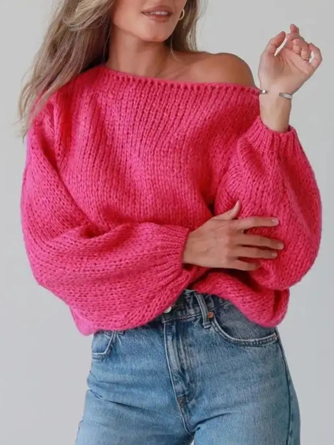 Maglione Stile Sexy Off-Shoulder Streetwear