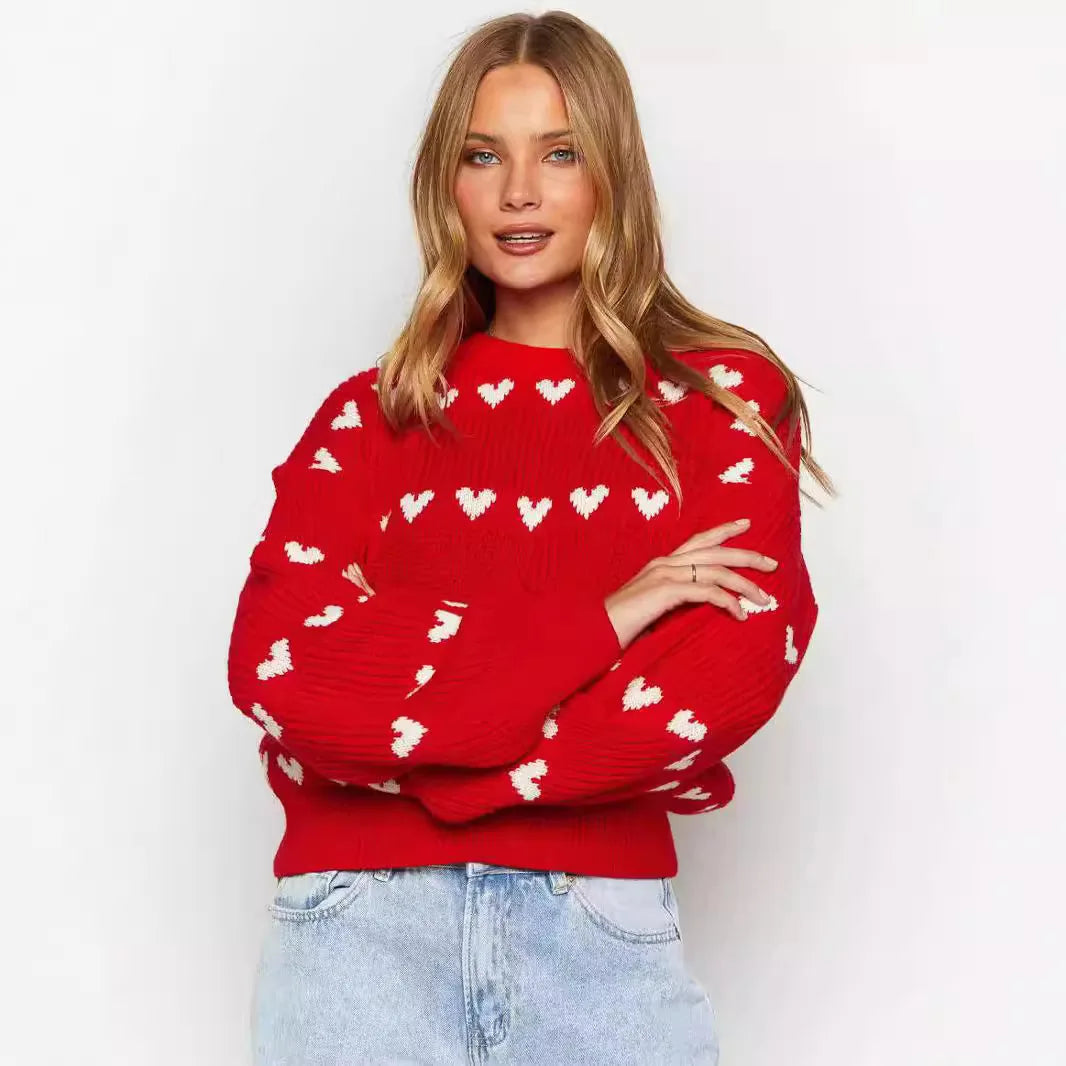 Maglione Sweet Love con Motivo a Cuore