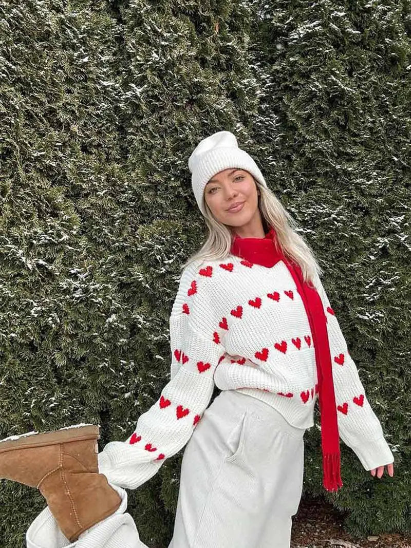 Maglione Sweet Love con Motivo a Cuore