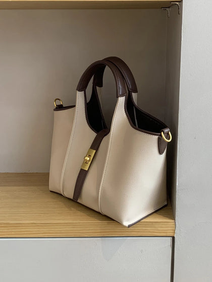 Bolso Saco Urban Chic de Lona y Piel — Beige