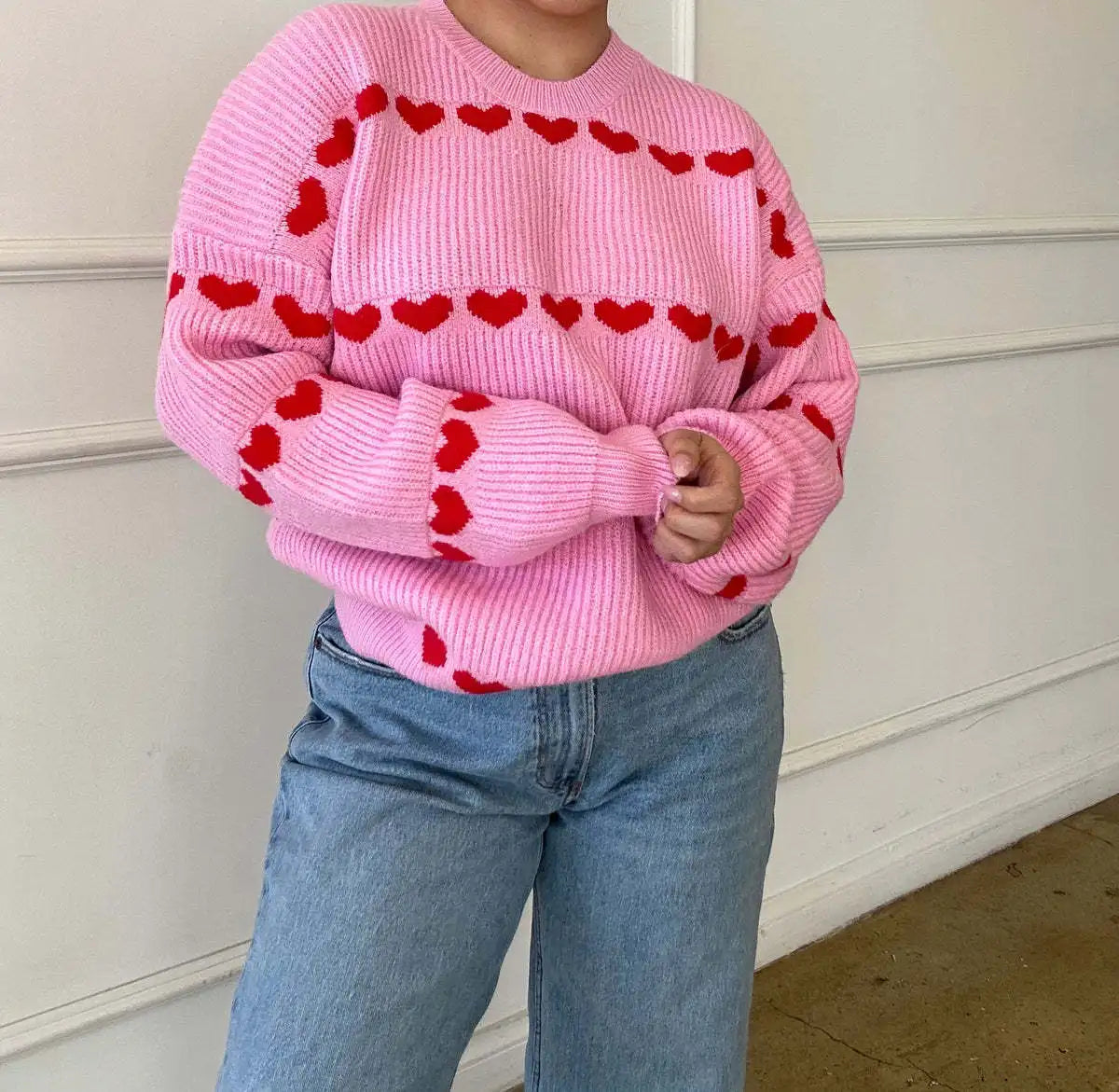 Maglione Sweet Love con Motivo a Cuore