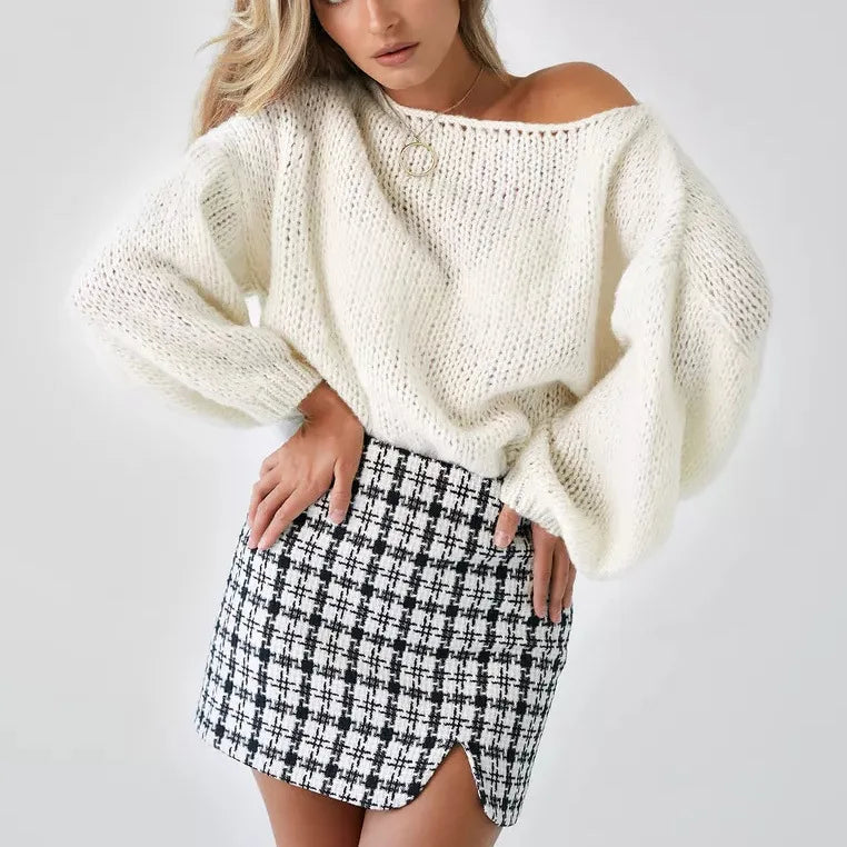 Maglione Stile Sexy Off-Shoulder Streetwear