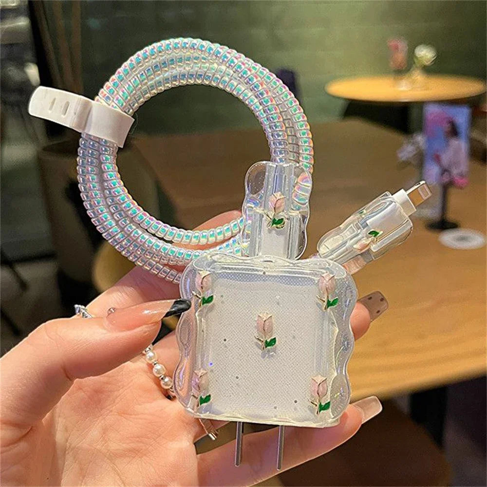 Cover Protettiva Design Tulipano Metallico e Glitter