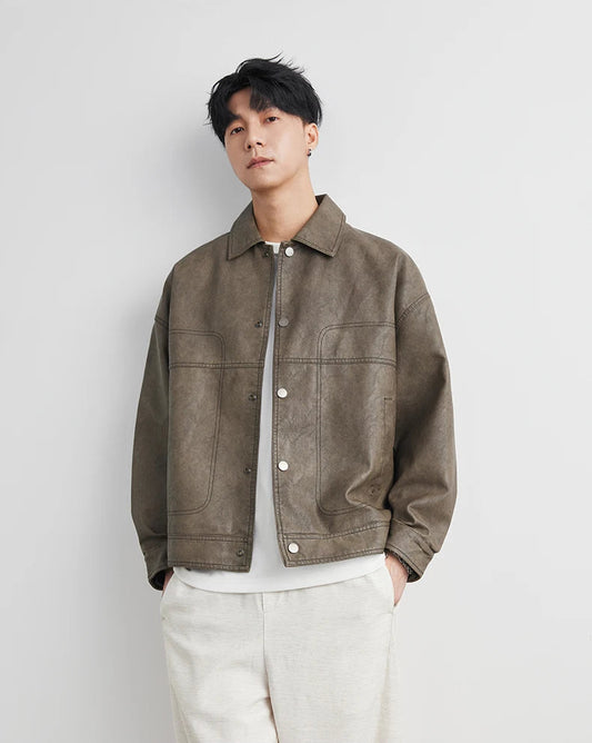 Giacca Uomo in Pelle Stile British