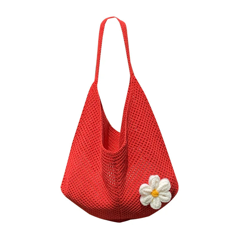 Borsa Estiva Intrecciata con Fiore