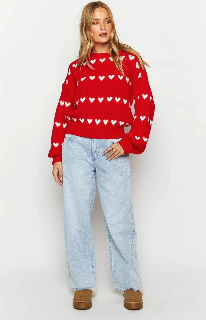Maglione Sweet Love con Motivo a Cuore