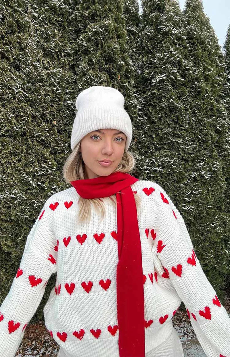 Maglione Sweet Love con Motivo a Cuore
