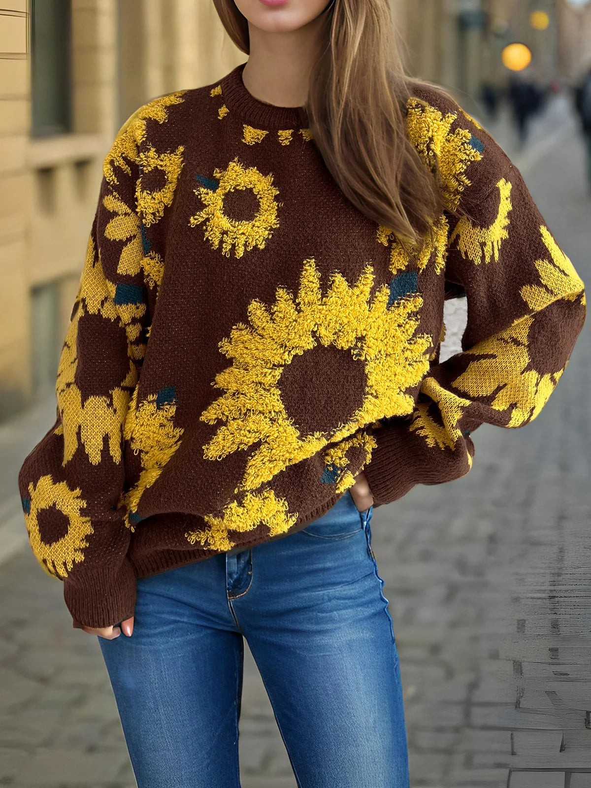 Maglione Ricamo Girasole