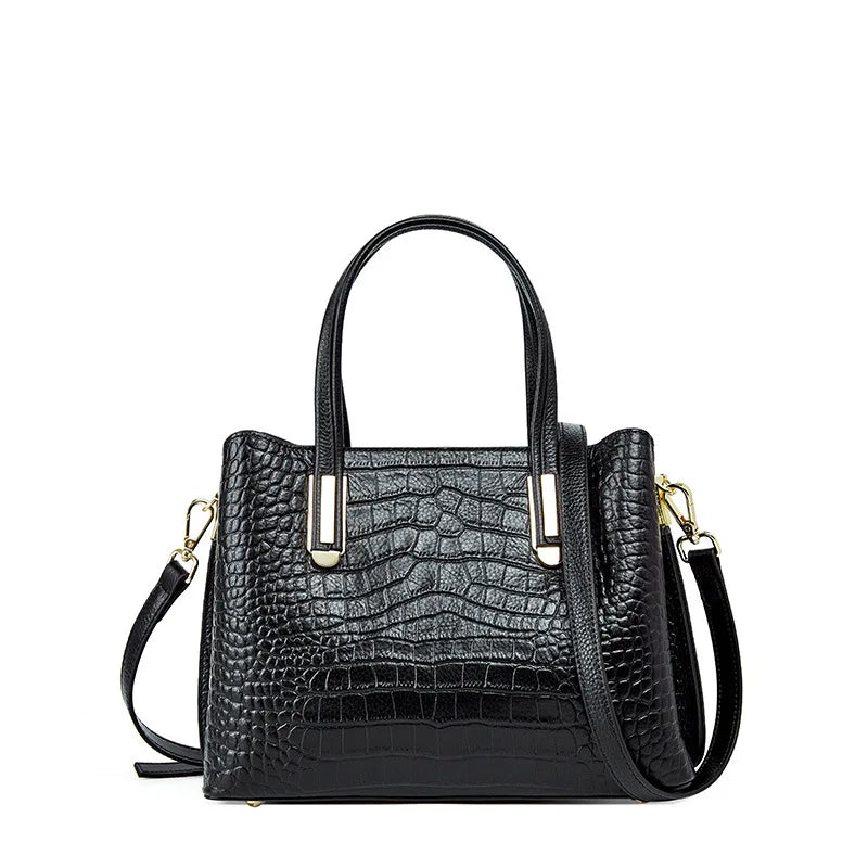 Borsa in Pelle con Effetto Coccodrillo