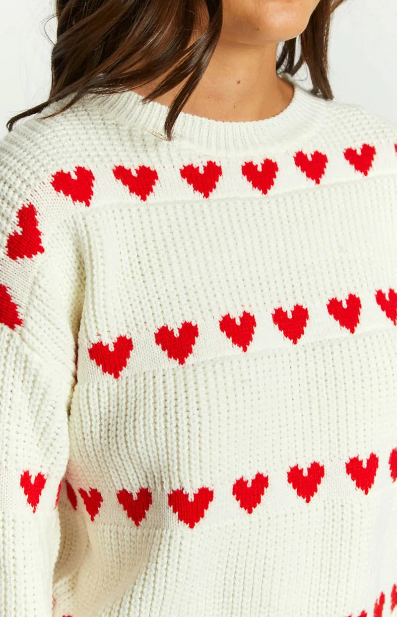 Maglione Sweet Love con Motivo a Cuore