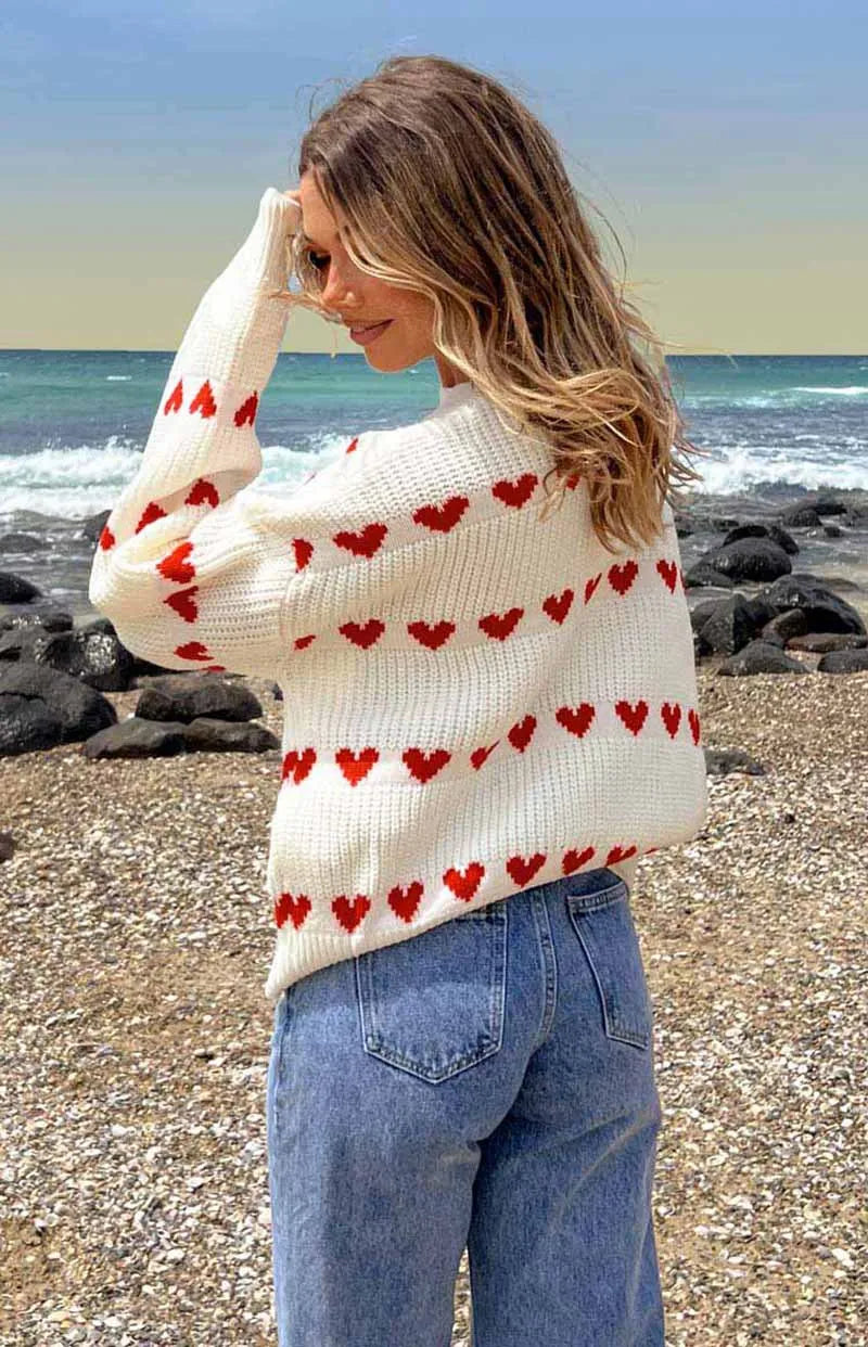 Maglione Sweet Love con Motivo a Cuore