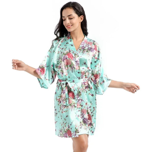 Kimono in Raso con Fiori