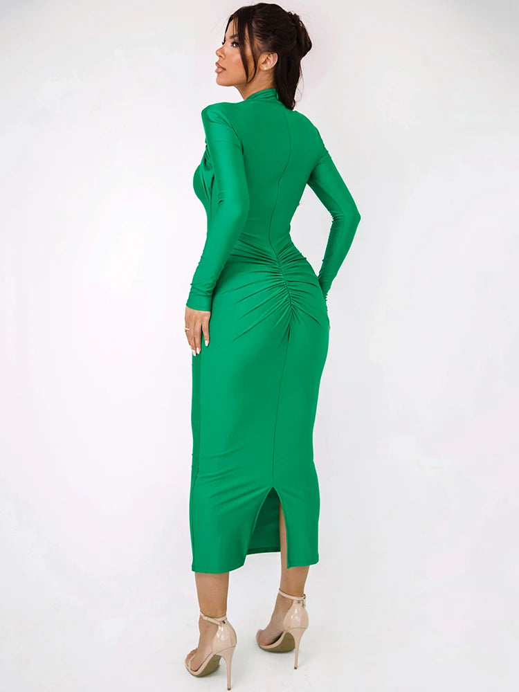 Abito Lungo Sexy con Spacco e Dettagli Cut-Out