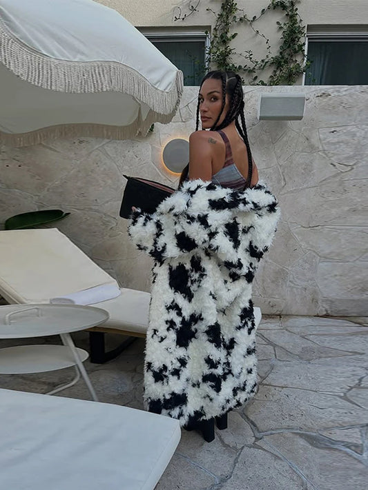 Cappotto Lungo Donna in Eco-Pelliccia