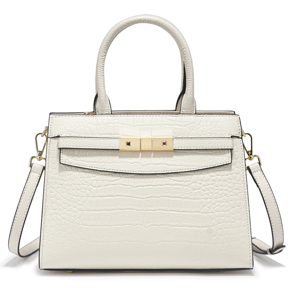 Borsa a Mano in Vera Pelle con Texture Elegante