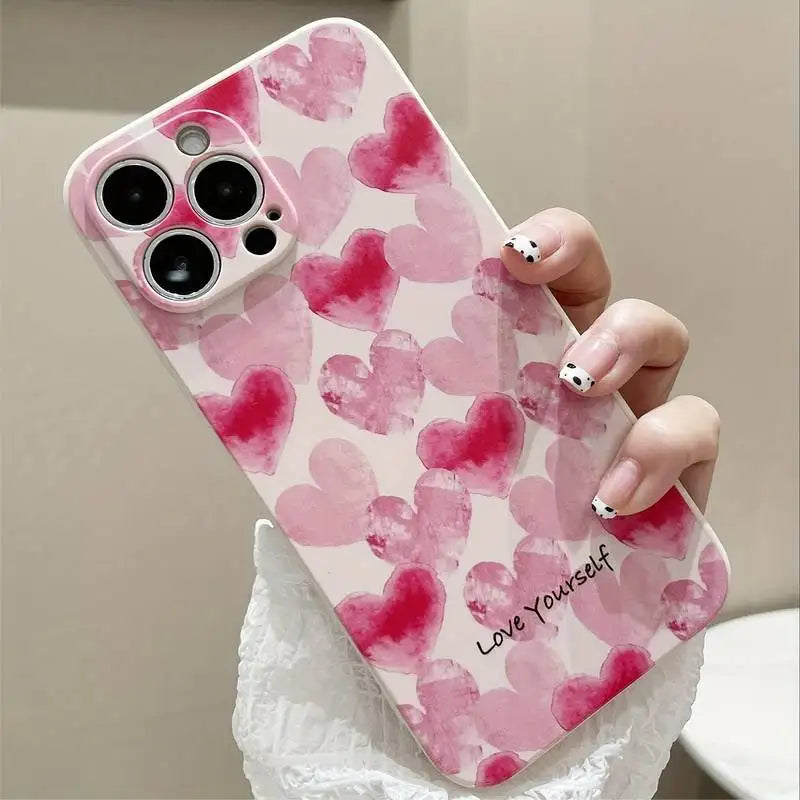 Custodia con Forma di Cuore e Design Arcobaleno per iPhone 16