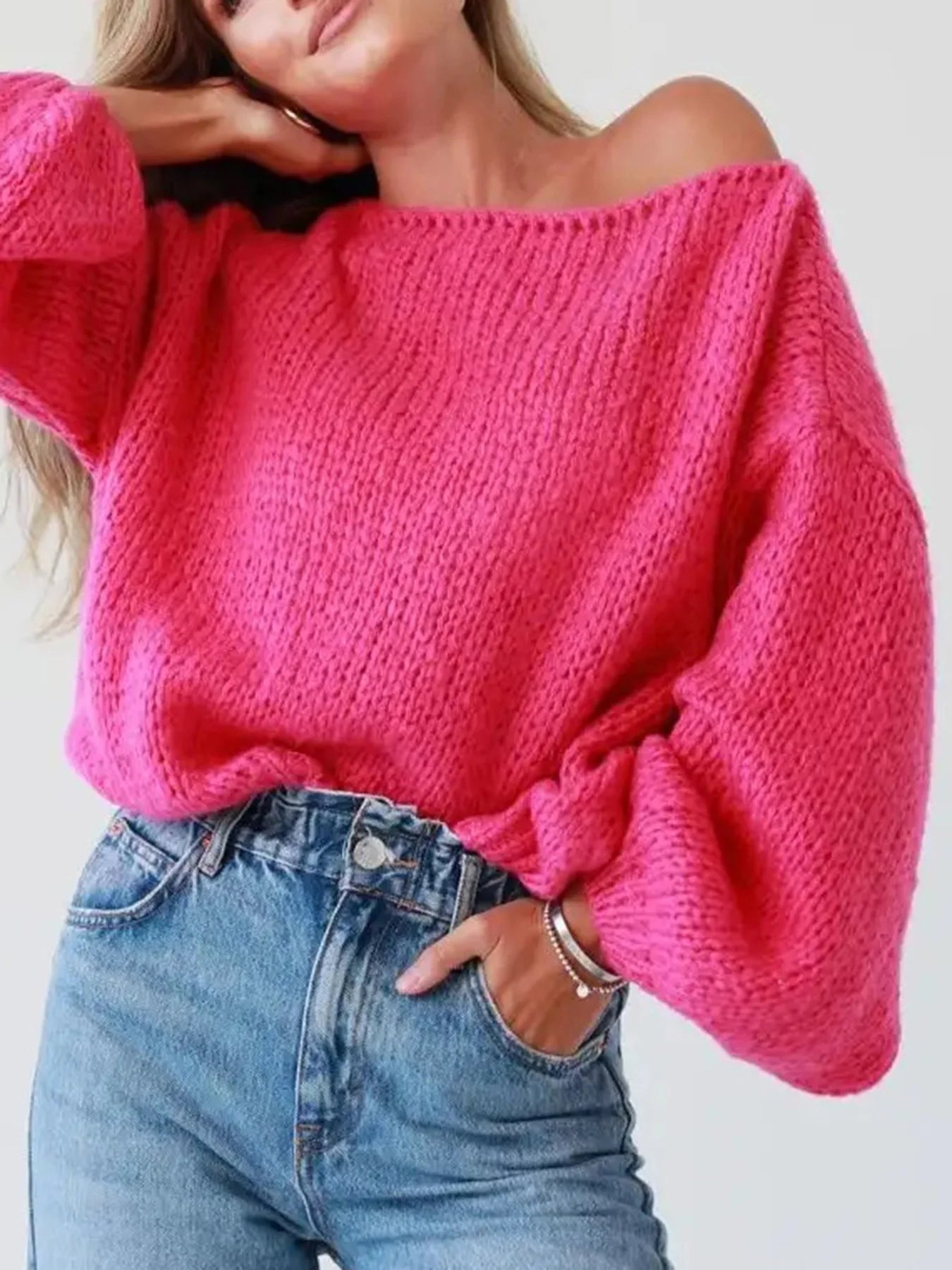 Maglione Stile Sexy Off-Shoulder Streetwear