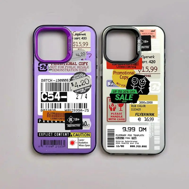 Custodia con Design Collage di Stickers e Codice a Barre per iPhone 11