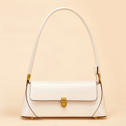 Bolso de hombro de cuero estilo francés — Blanco