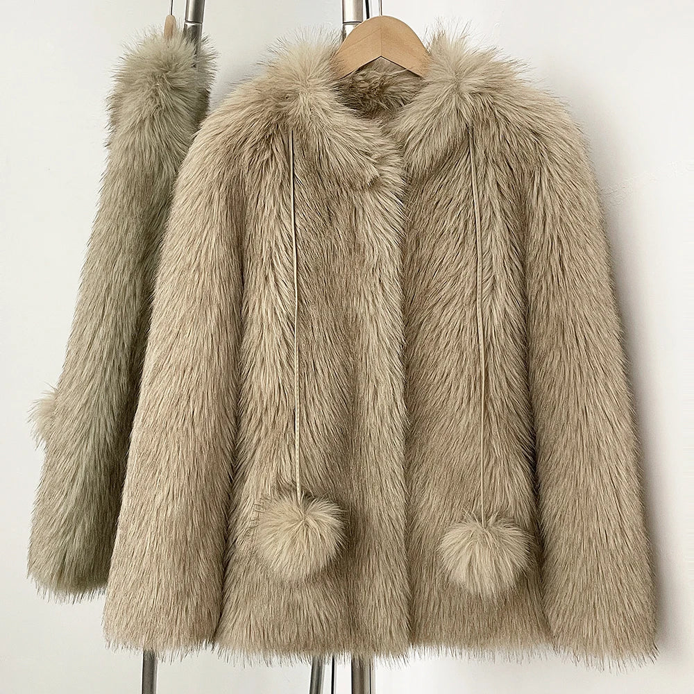 Cappotto Donna Faux Fox Fur