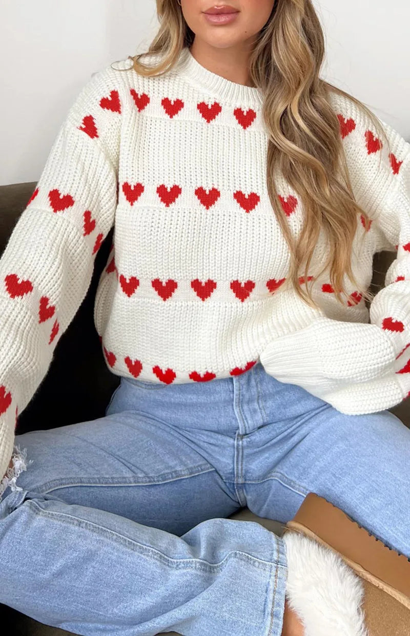 Maglione Sweet Love con Motivo a Cuore