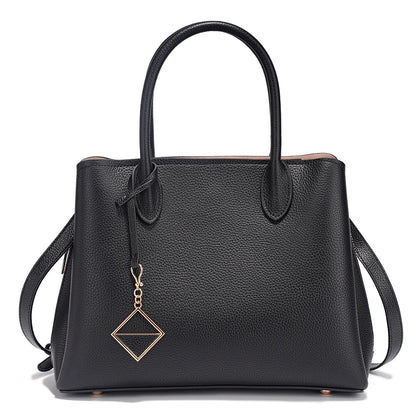 Bolso Shopper de Piel Verdadera — Negro