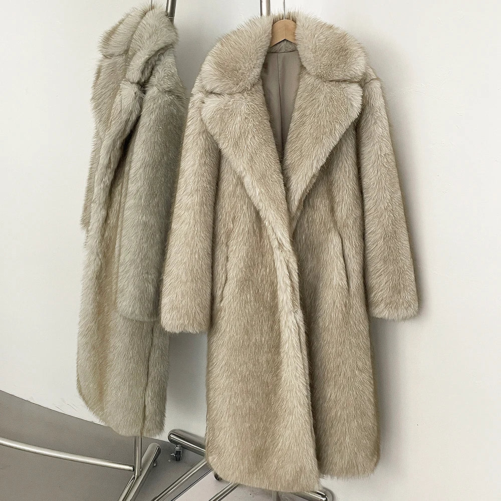 Cappotto Lungo Donna Pelliccia Sintetica Fox