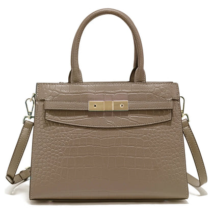 Bolso de Cuero Genuino con Textura Elegante — Caqui