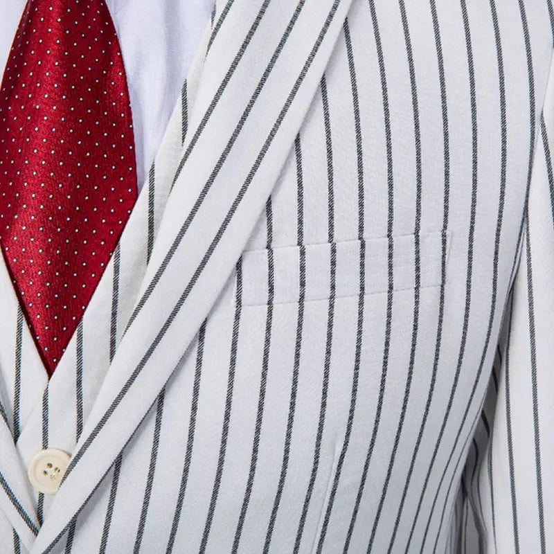 Completo a Righe Uomo 3 Pezzi Slim Fit