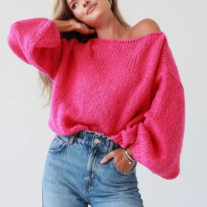 Maglione Stile Sexy Off-Shoulder Streetwear