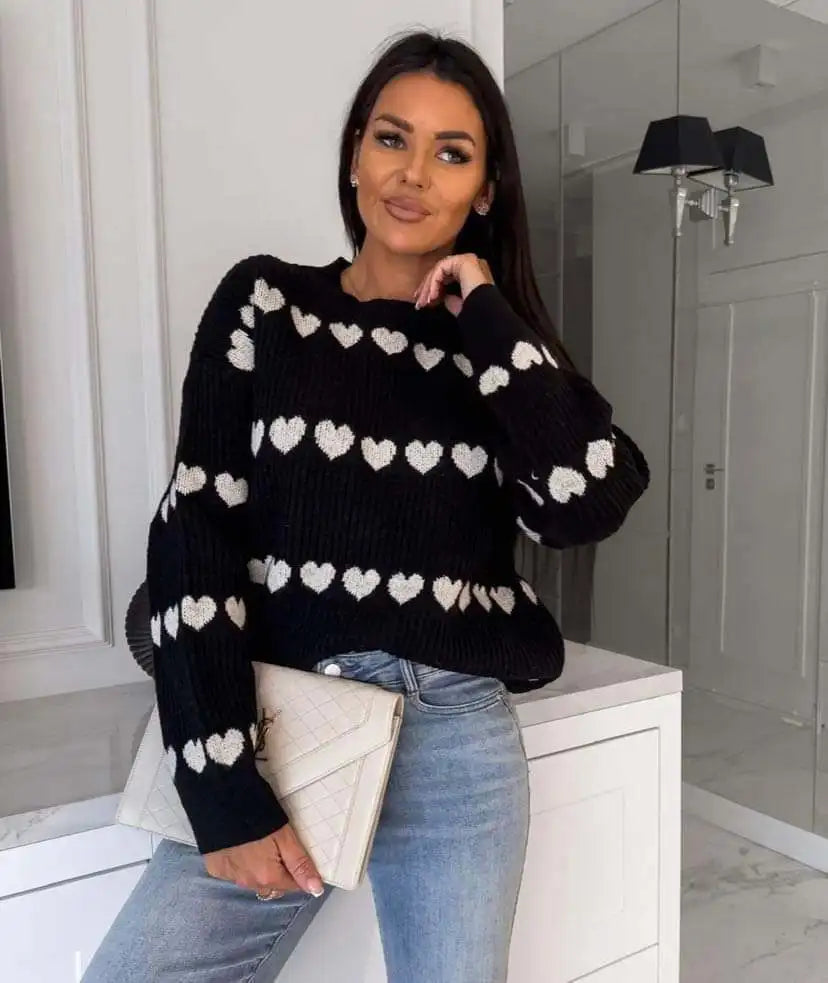 Maglione Sweet Love con Motivo a Cuore