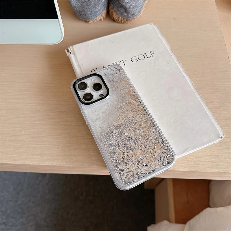 Custodia con Effetto Stelle Argento per iPhone