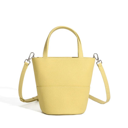 Bolso tipo bombonera de piel auténtica — Amarillo
